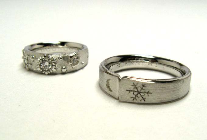 雪の結晶のオーダーメイド結婚指輪